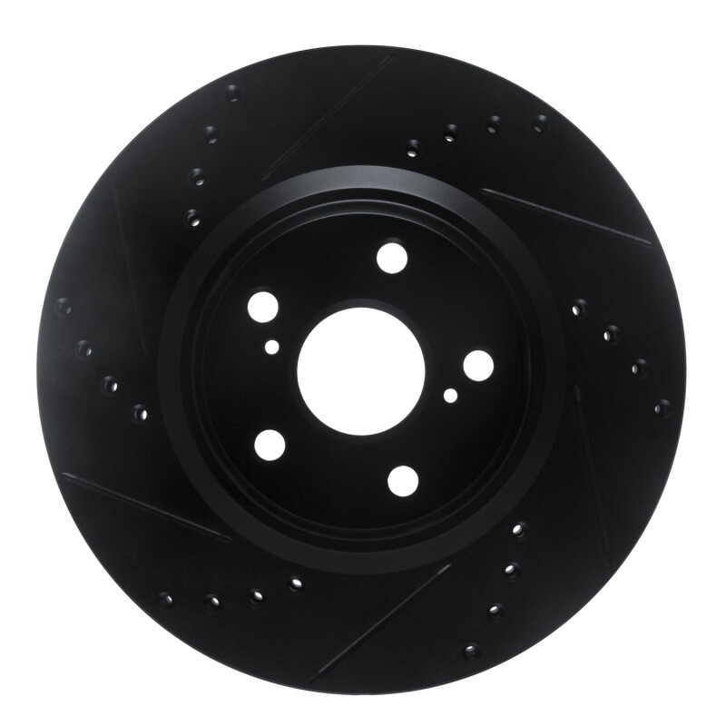 Toyota C-HR Brake Rotor (1) - Front Right - R1 Concepts - Drilled & Slotted - Black - `18-`22